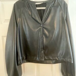 Avec Les Filles Charcoal Leather Jacket